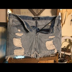 Distressed jean skirt from Express